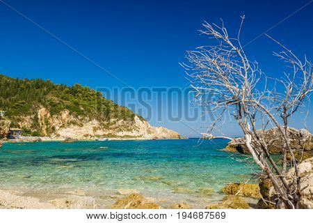 Agios Nikitas beach on Lefkas island in Greece