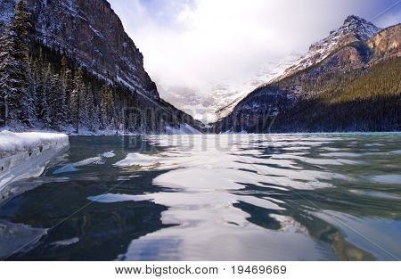 Vista do Lago de montanha tomada a nível da água