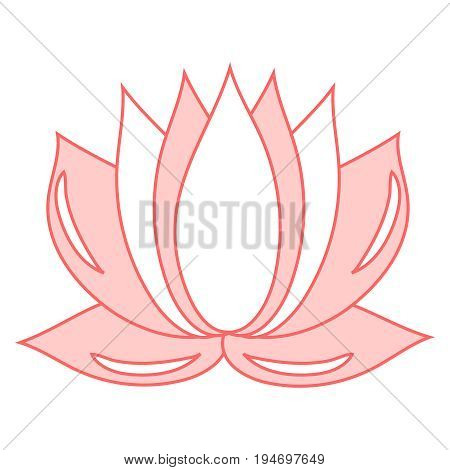 Lotus. The pink flower is a symbol of purity and enlightenment. You can use as a logo, trademark, icon. Suitable for illustrating yoga and oriental teachings. design element.