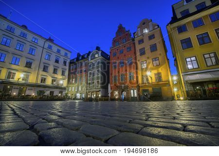 STOCKHOLM, SWEDEN 2017-07-04: Branda Tomten at night, in old town, Stockholm 
