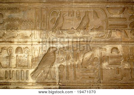 งานเขียน Hieroglyf ของพื้นหลังของอียิปต์โบราณ