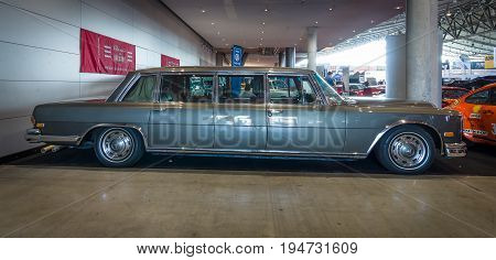 STUTTGART GERMANY - MARCH 17 2016: Full-size luxury car Mercedes-Benz 600 Pullman (W100) 1964. Europe's greatest classic car exhibition 
