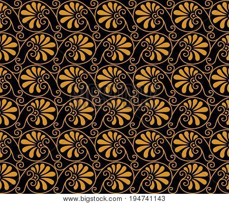 Antique Seamless Background Image Of Vintage Spiral Curve Round Fan Leaf