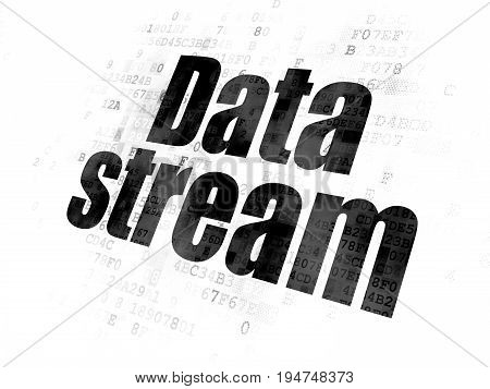 Data concept: Pixelated black text Data Stream on Digital background