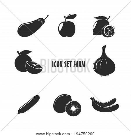 Icon Set Farm design web symbol fruit vegetable