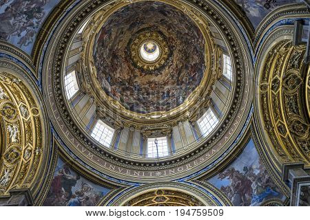 Church Saint Agnes (Santa Agnese) in Agone. Church by Francesco Borromini. 17-th century Baroque church in Rome. Italy June 2017