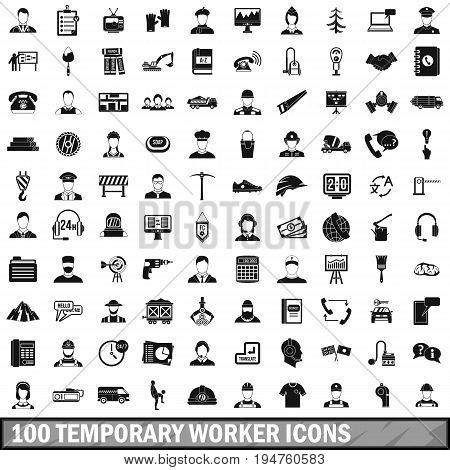 100 temporary worker icons set in simple style for any design vector illustration
