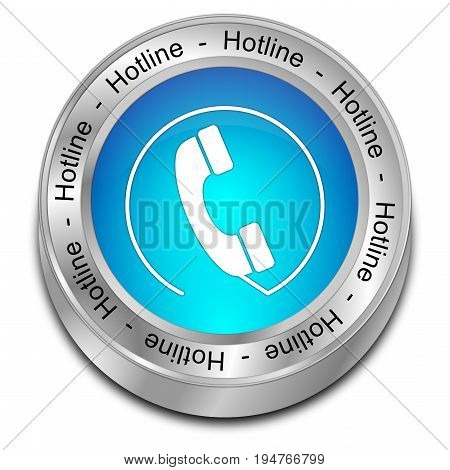 glossy blue Hotline Button - 3D illustration