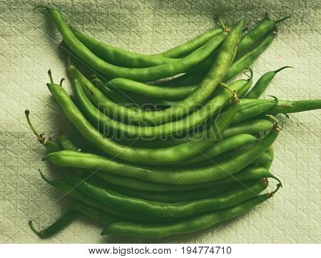 Fresh string beans picked from a nearby farmer's market.