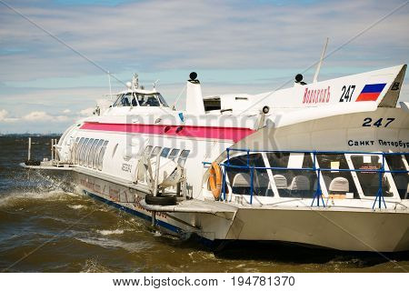 St. Petersburg, Russia - June 28, 2017: High-speed Hydrofoil Ship In St. Petersburg.