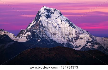 Annapurna South Peak - View From Poon Hill On Annapurna Circuit Trek, Nepal