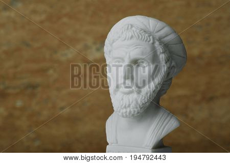 Statue of Pythagoras, ancient Greek mathematician and geometer.