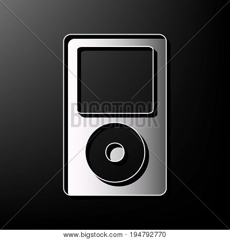 Portable music device. Vector. Gray 3d printed icon on black background.