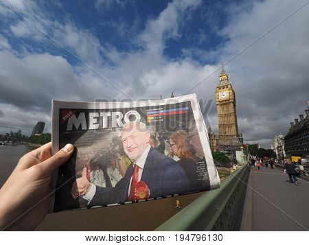 Newspaper Showing Jeremy Corbyn In London