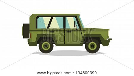 Military car. Transportation soldiers. Special equipment. Diesel. Vector illustration flat style