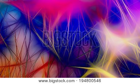 background pattern with fractal needle structures and blurred radiant lights
