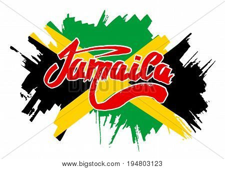 Flag of Jamaica. Flag in grungy style.