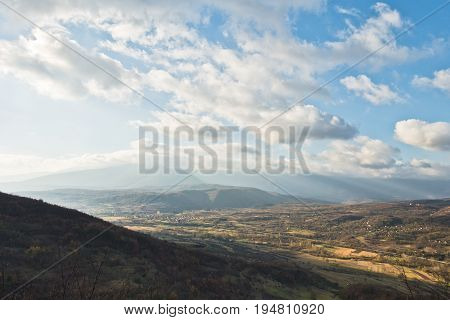 Landscape viewpoint from Svrljiske mountains in east Serbia