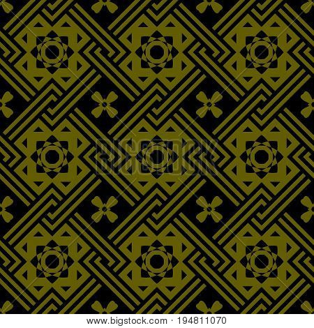 Antique Seamless Gold Background Cross Squre Frame Flower