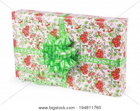 gift box with ribbon on white background.