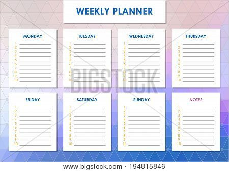 Weekly planner for students, school planning sheet, weekly list