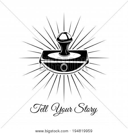 Write your story. Vintage Writer label. Old paperweight on a white background.