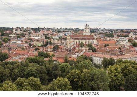 scenic summer view to the old city of Vilnius Lithuania