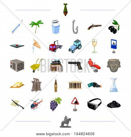 weapons, travel, technology and other  icon in cartoon style. cooking, transport, medicine icons in set collection.