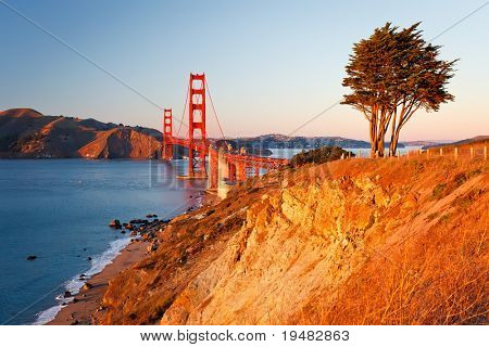 Ponte Golden Gate, ao pôr do sol, San Francisco