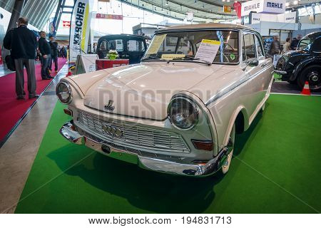 STUTTGART GERMANY - MARCH 17 2016: Vintage car DKW Junior de Luxe 1962. Europe's greatest classic car exhibition 