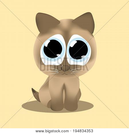Vector image Kitten with sad eyes sits