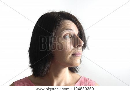 Portrait Of A Woman On White Bacground