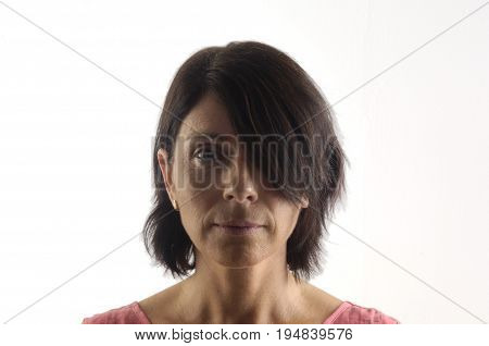 Portrait Of A Woman On White Bacground