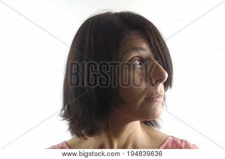 Portrait Of A Woman On White Bacground