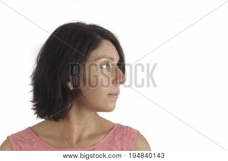 Portrait Of A Woman On White Bacground