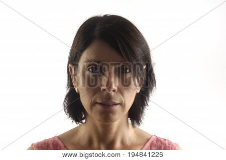 Portrait Of A Woman On White Bacground