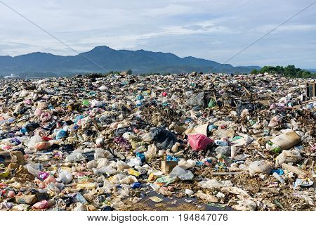 Pile Of Domestic Garbage In Landfill Dump Site.