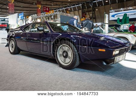STUTTGART GERMANY - MARCH 18 2016: Sports car BMW M1 (E26). Europe's greatest classic car exhibition 