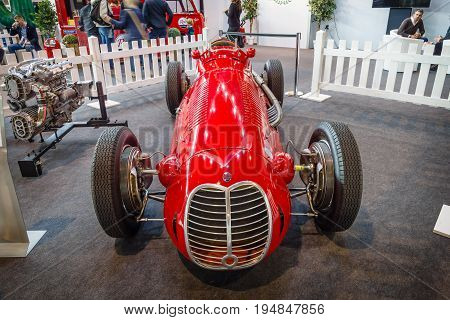 STUTTGART GERMANY - MARCH 18 2016: The racing car a Formula One Maserati 4CLT 1948. Europe's greatest classic car exhibition 