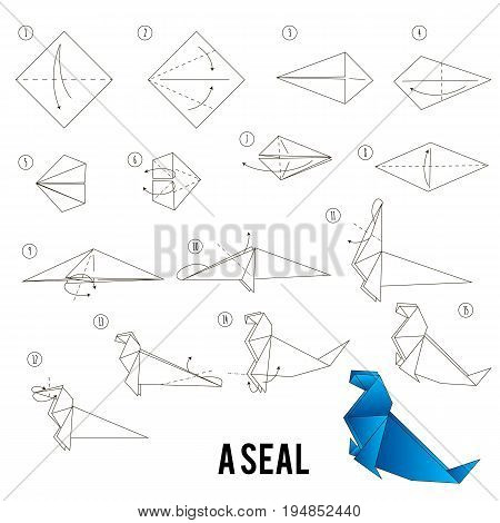 Step by step instructions how to make origami A Bird, shadoof