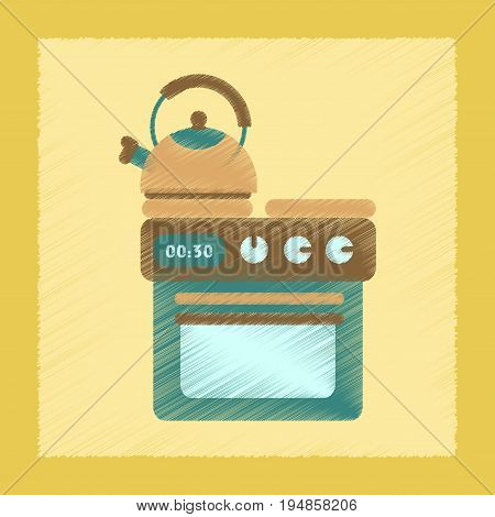 flat shading style icon coffee kettle stove