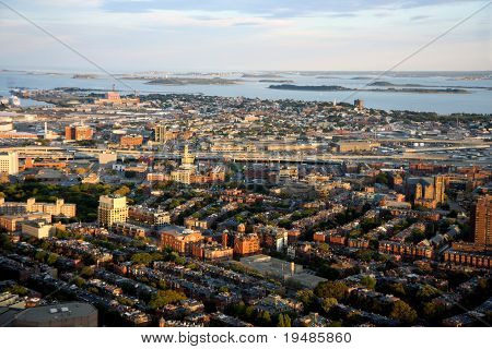 Boston je Panorama z věže obezřetnostního
