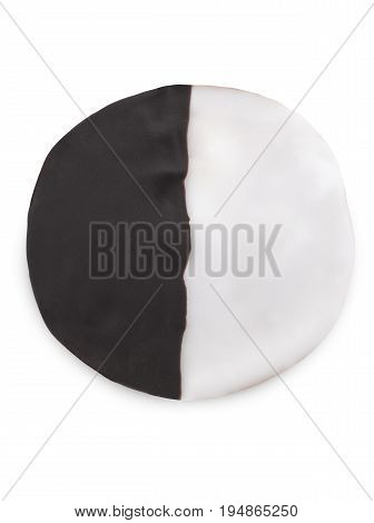 A Whole Black & White Cookie on a White Background
