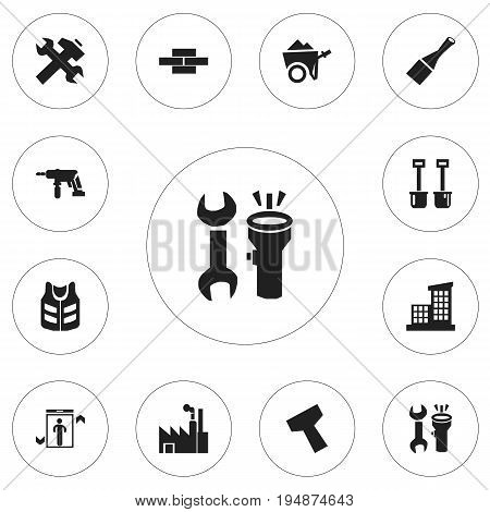 Set Of 12 Editable Structure Icons. Includes Symbols Such As Apartment, Power Plants, Scull And More. Can Be Used For Web, Mobile, UI And Infographic Design.
