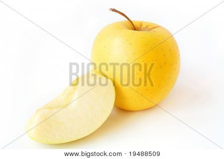 Tasty juicy apples on a white background.