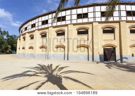 Lorca Spain - May 29 2017: Historic bullfight arena in the city of Lorca. Province of Murcia Spain