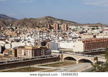 Panoramic view over the city of Lorca. Province of Murcia Spain