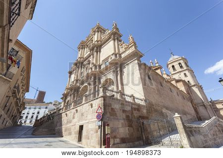 Ancient cathedral of Saint Patrick in the historic city of Lorca. Province of Murcia Spain
