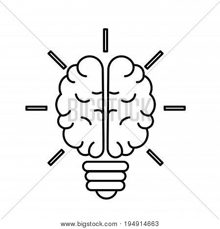 line brain bulb to crative ideas solutions vector illustration