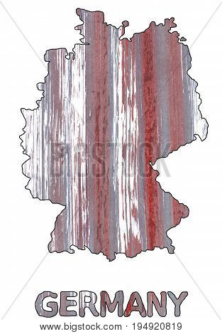 Hand-drawn abstract watercolor. Germany map outline. Used colors: White Spanish gray Mountbatten pink Manatee Bazaar Roman silver Rocket metallic Philippine gray Taupe gray Old lavender.
